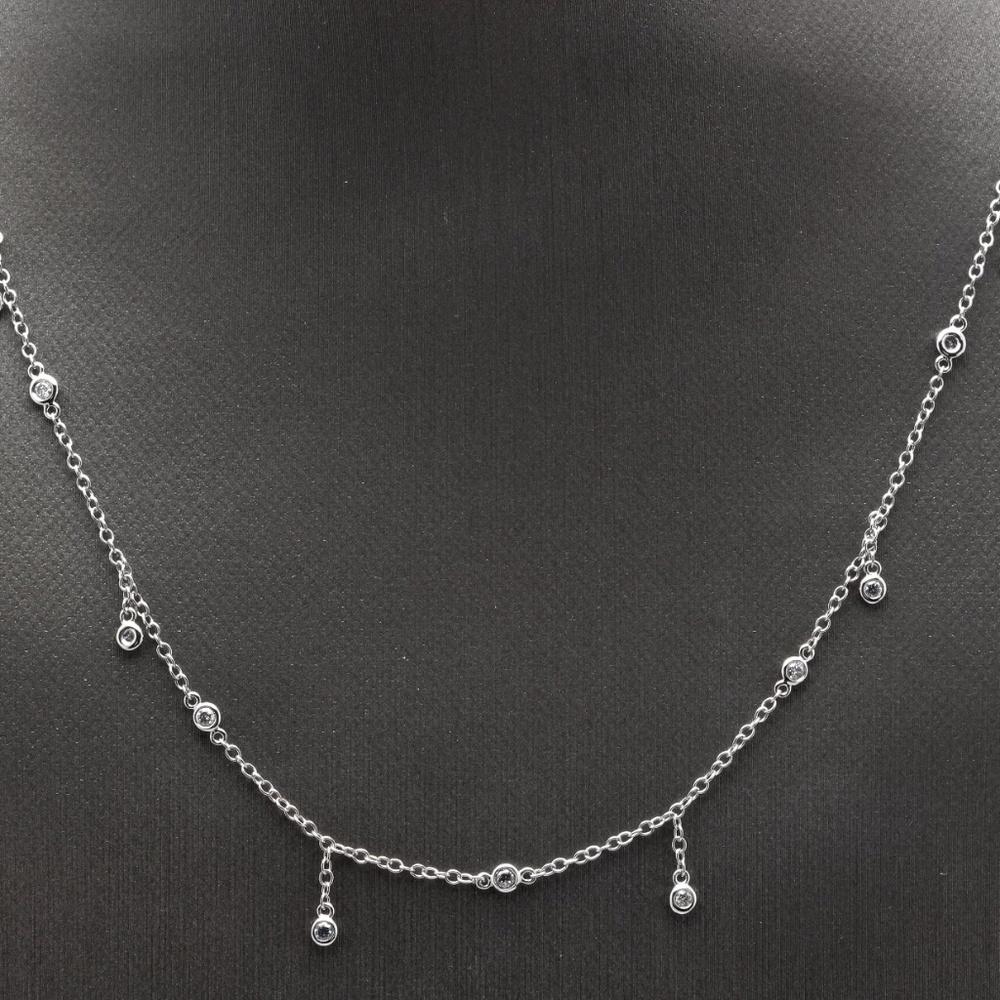 Natural Diamond 14K White Gold Chain Necklace
